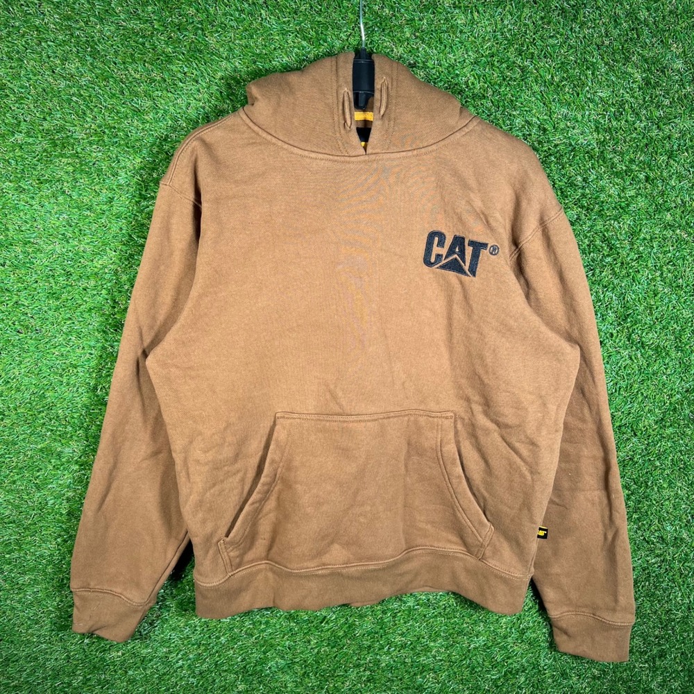 Caterpillar CAT Mens Brown Logo Pullover Hoodie Sweatshirt Size M